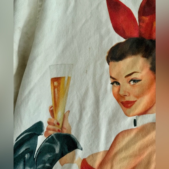 OVO X Playboy Bunny Silk Shirt White Pink Owl - Picture 5 of 10